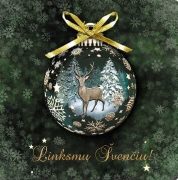 Kalėdinis prabangus atvirukas su voku K114